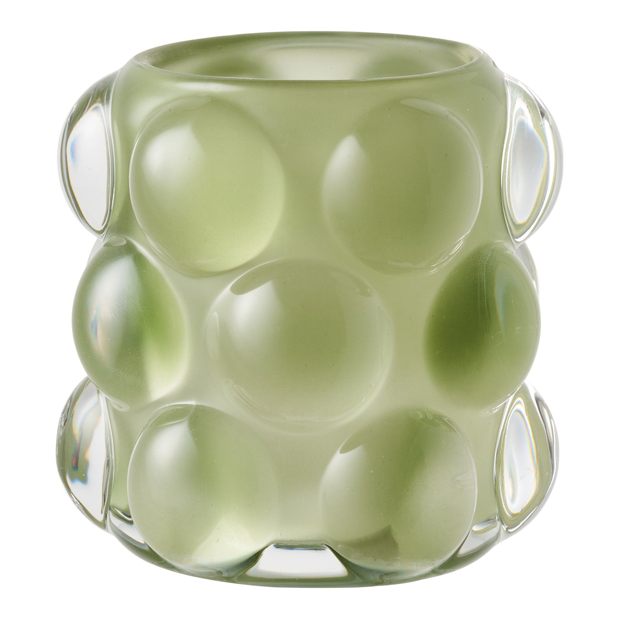 Kandelaar - Glas, beige/groen (set van 2)