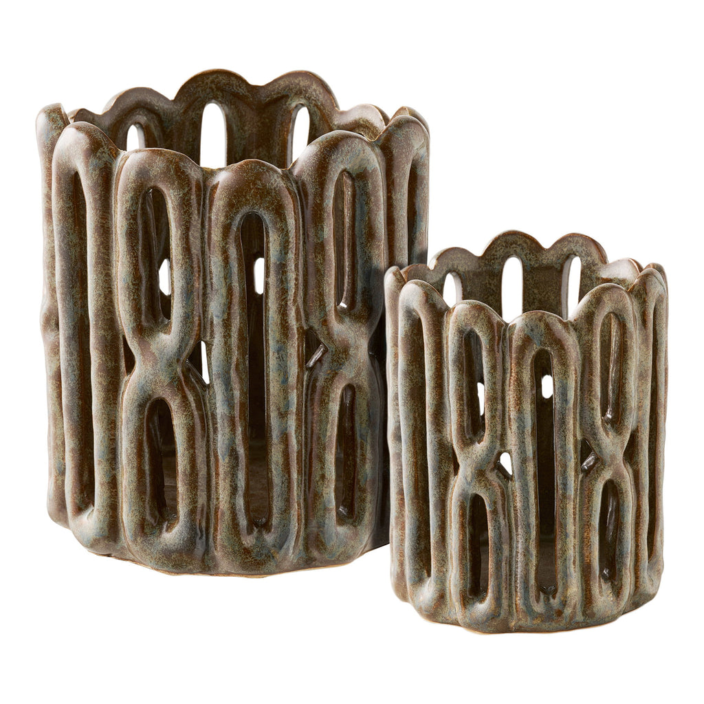 Candlesticks - Candlesticks, ceramic, brown, set of 2