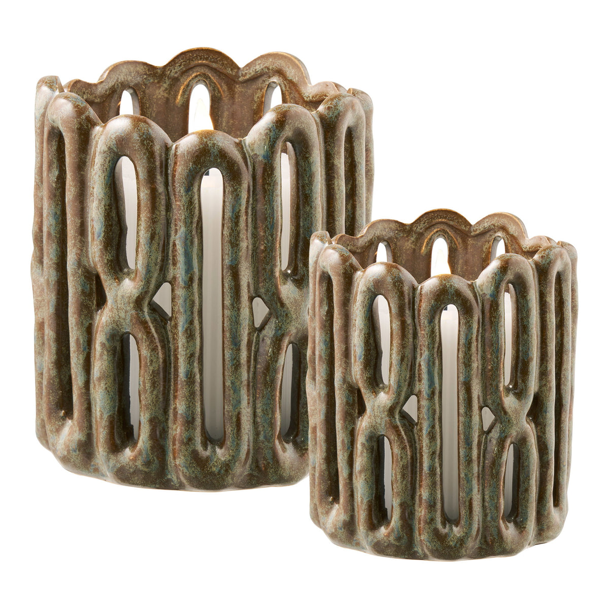 Candlesticks - Candlesticks, ceramic, brown, set of 2