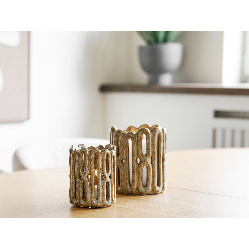 Candlesticks - Candlesticks, ceramic, brown, set of 2