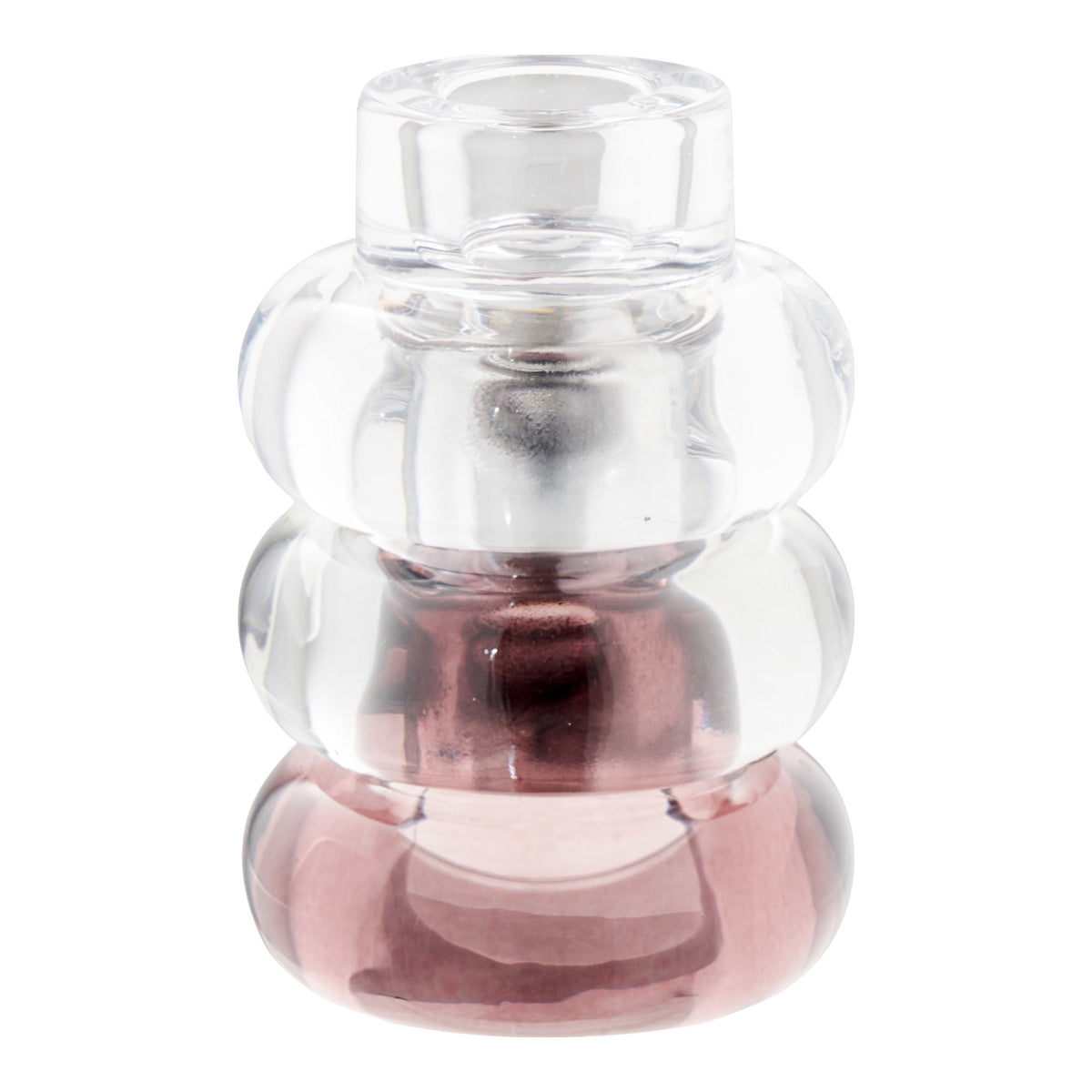 Candle holders transparent/smoke grey/maroon - set of 3