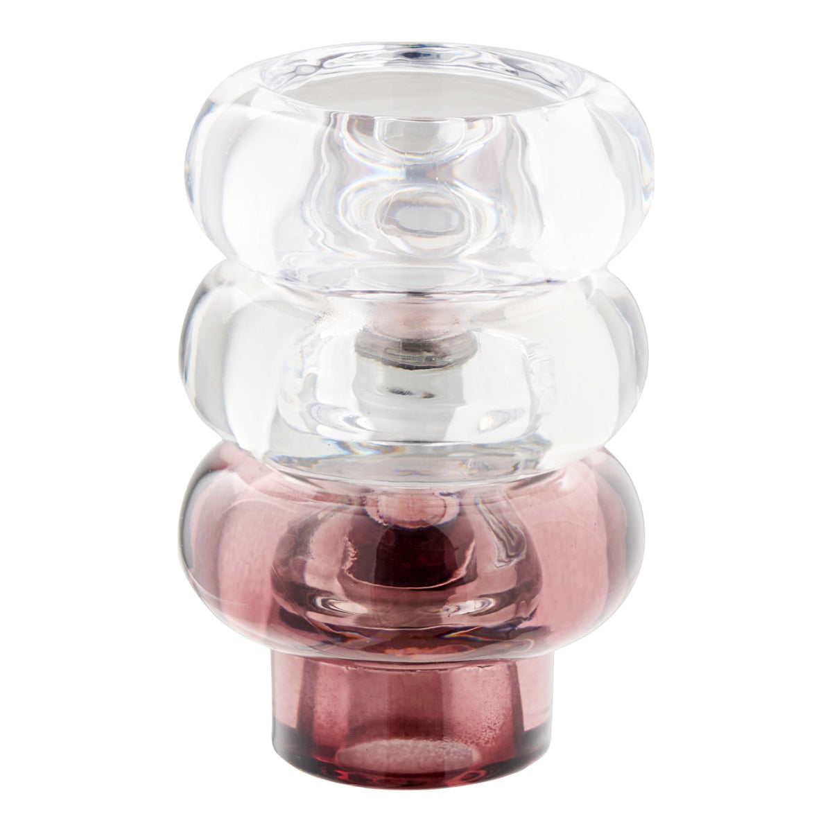 Candle holders transparent/smoke grey/maroon - set of 3