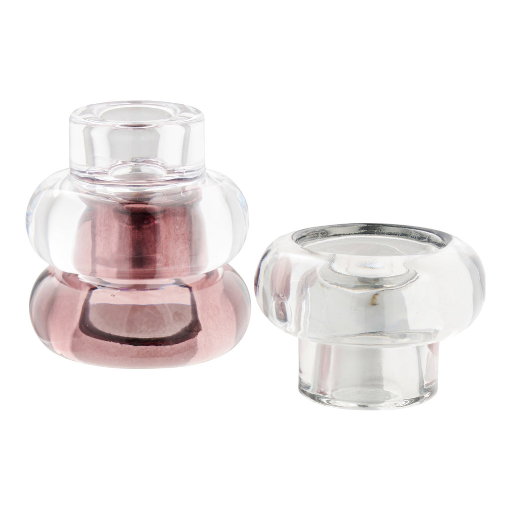 Kerzenständer transparent/rauchgrau/kastanienrot - 3er-Set
