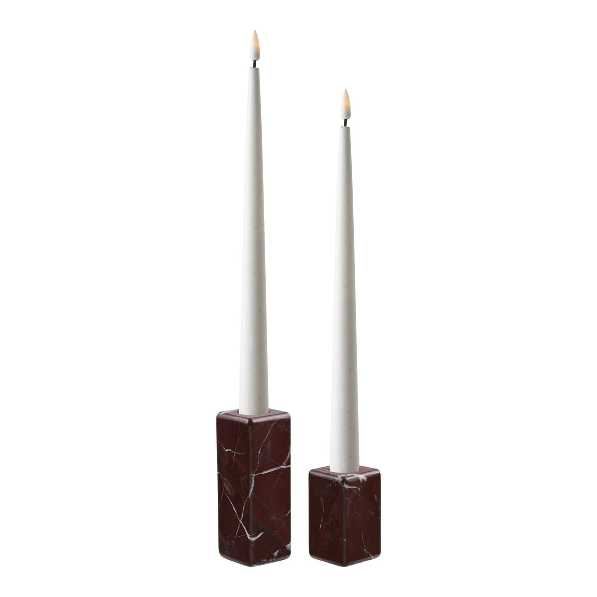 Candlesticks - Candlesticks, marble, chestnut red, set of 2