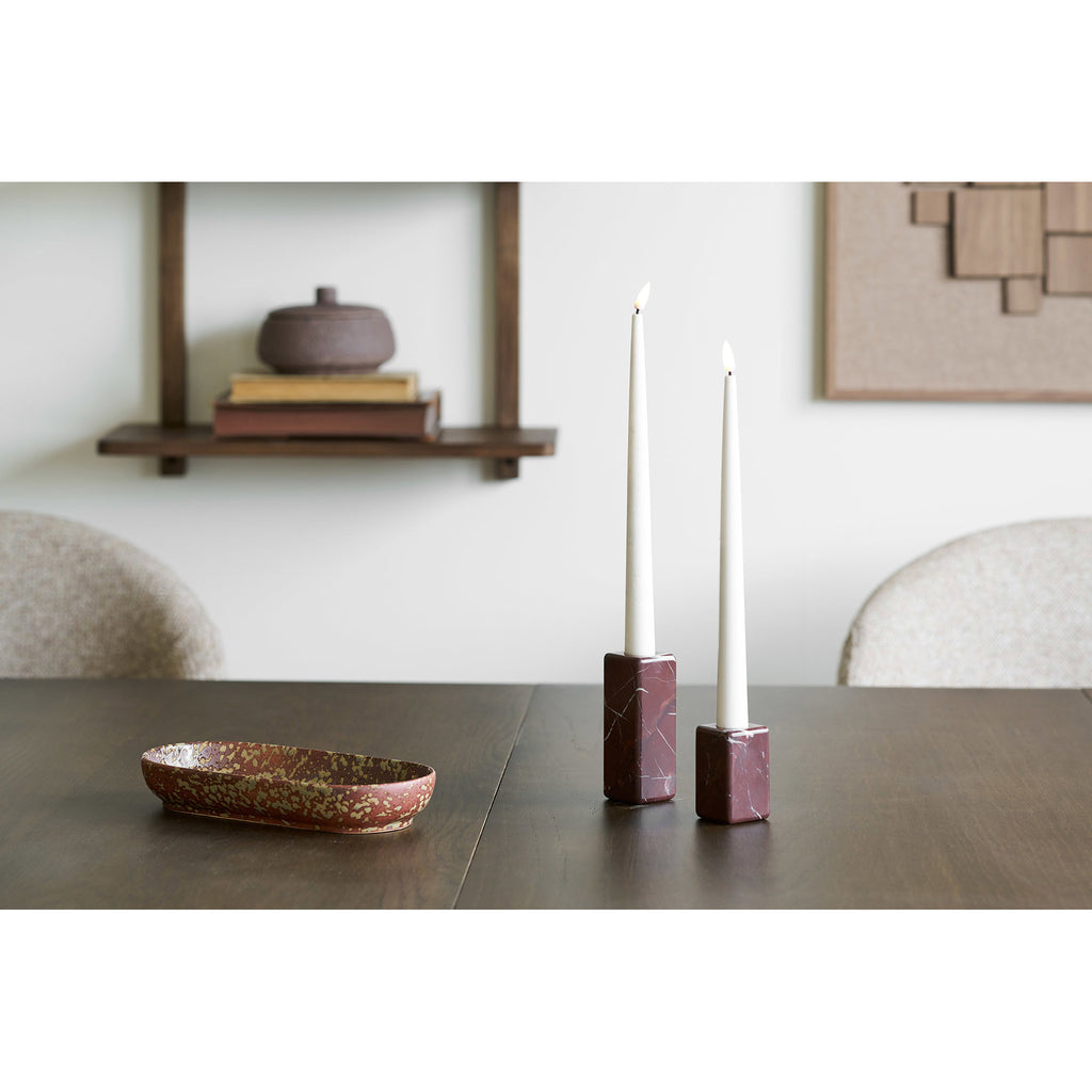 Kerzenständer - Kerzenständer, Marmor, Kastanienrot, 2er-Set