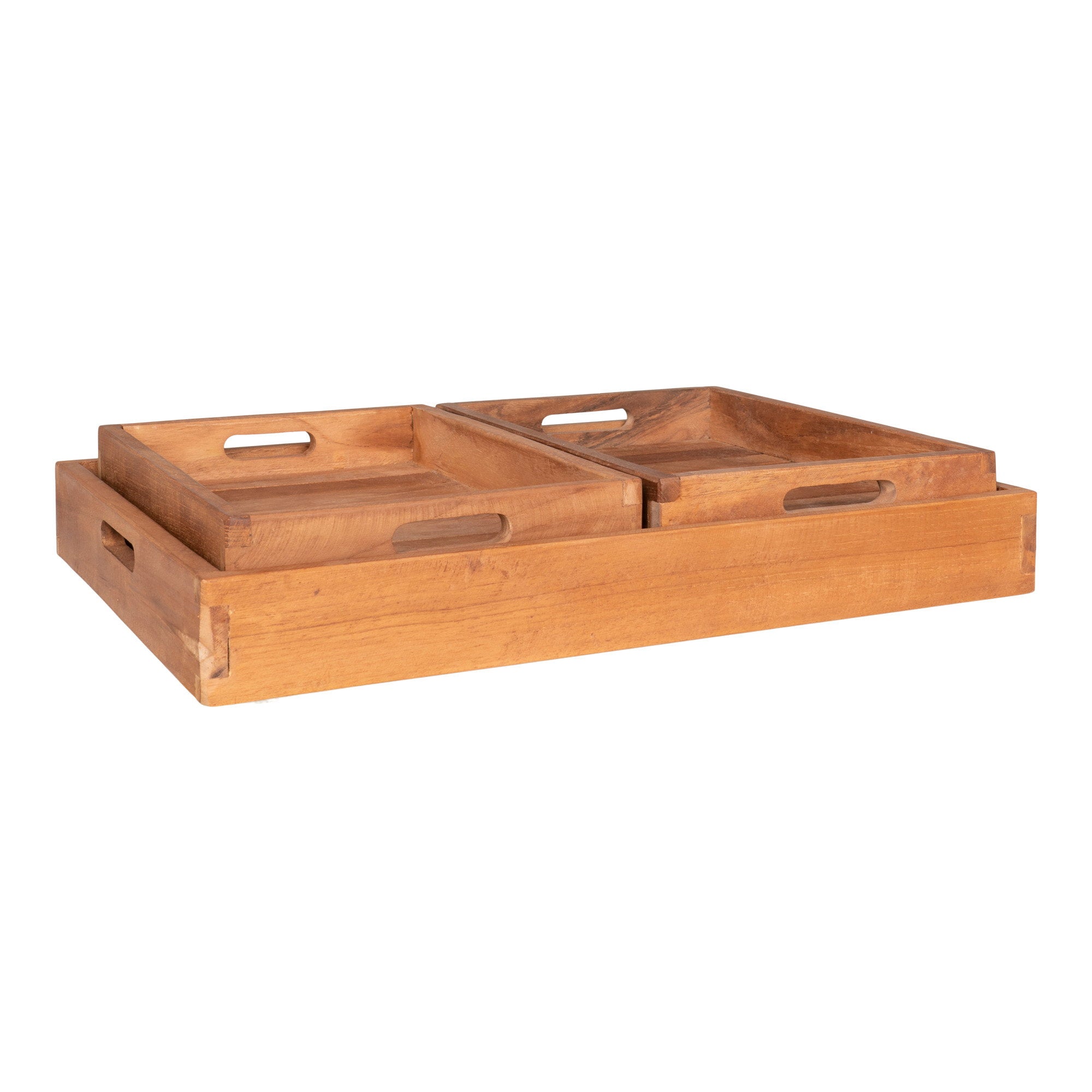 Faro Dienbladen - Teakhout, naturel (set van 3)