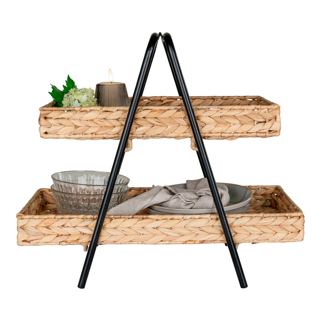 Alfaro Dienblad - Waterhyacint/metaal, zwart/naturel 42x23x43,5 cm