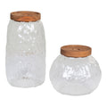 Taipei Voorraadpotten - Glas/acaciahout (set van 2)
