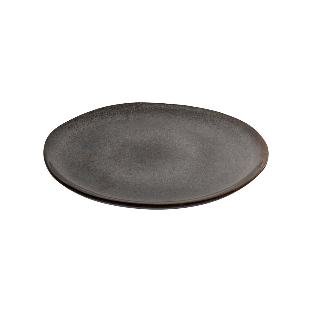 Selma Lunchbord - Lunchbord, keramiek, grijs/bruin Ø21 cm (set van 4)