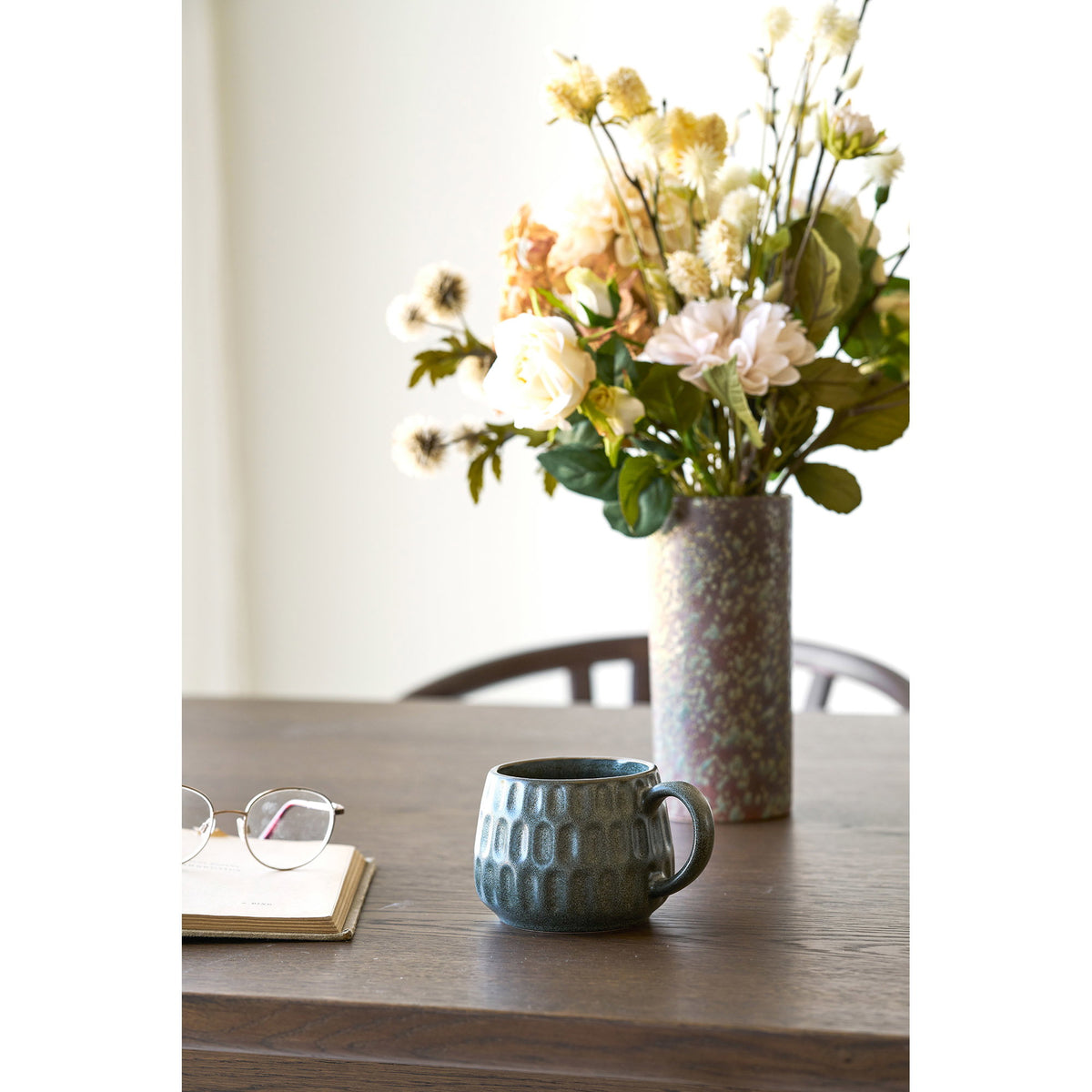 Moss grey ceramic mugs Amalia - Ø8x7.6 cm, set of 2