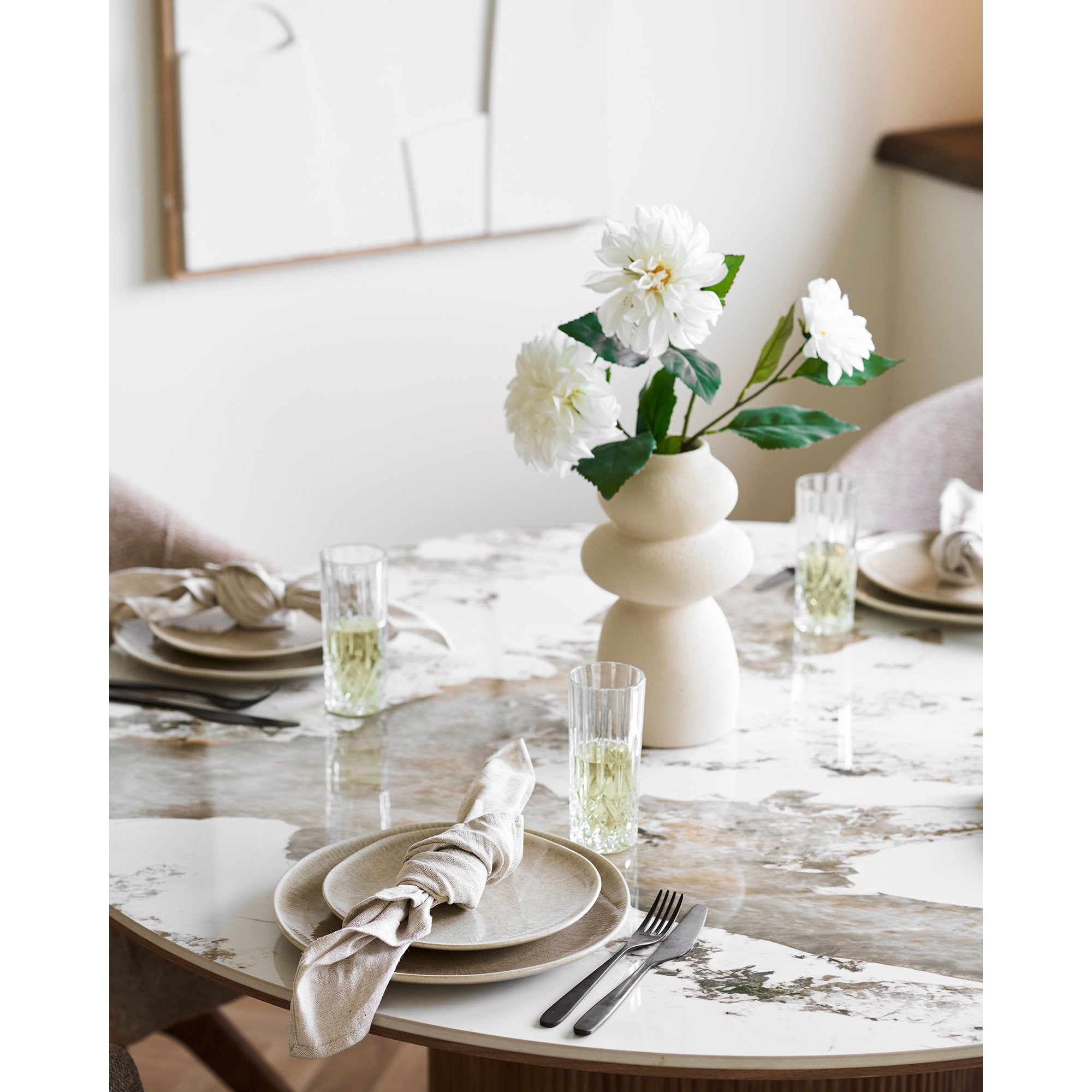 Viola Dinerbord - Dinerbord, keramiek, beige Ø27 cm (set van 4)