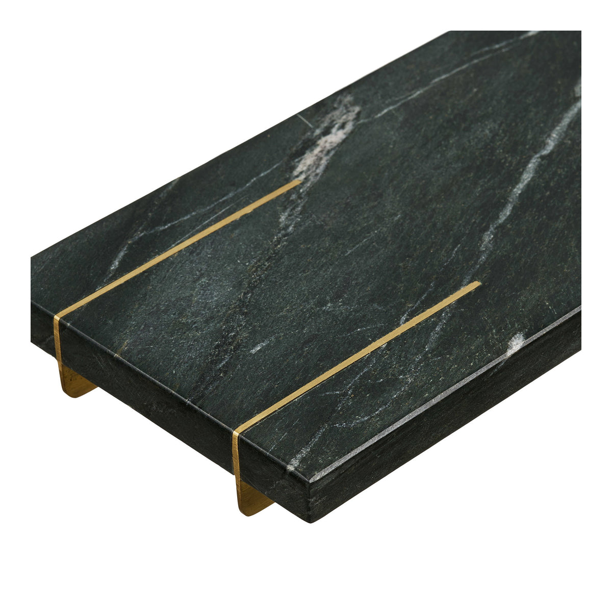Diu Tray - Tray, marble, black/brass 38x12.5 cm