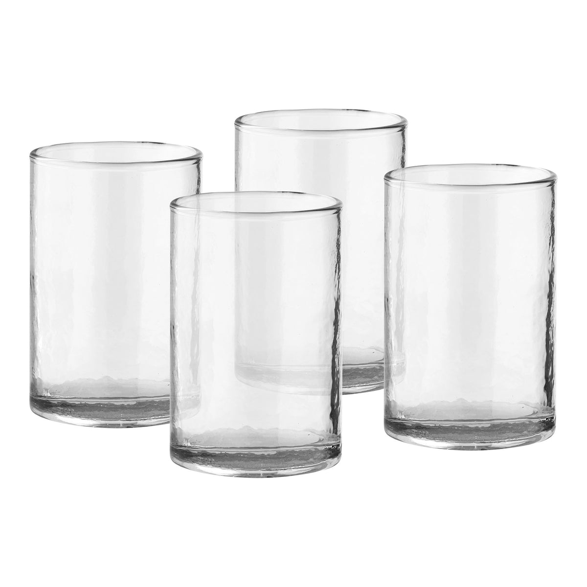 Nalanda Hammered Glasses - Hammered glasses, transparent, set of 4, ø7x10 cm
