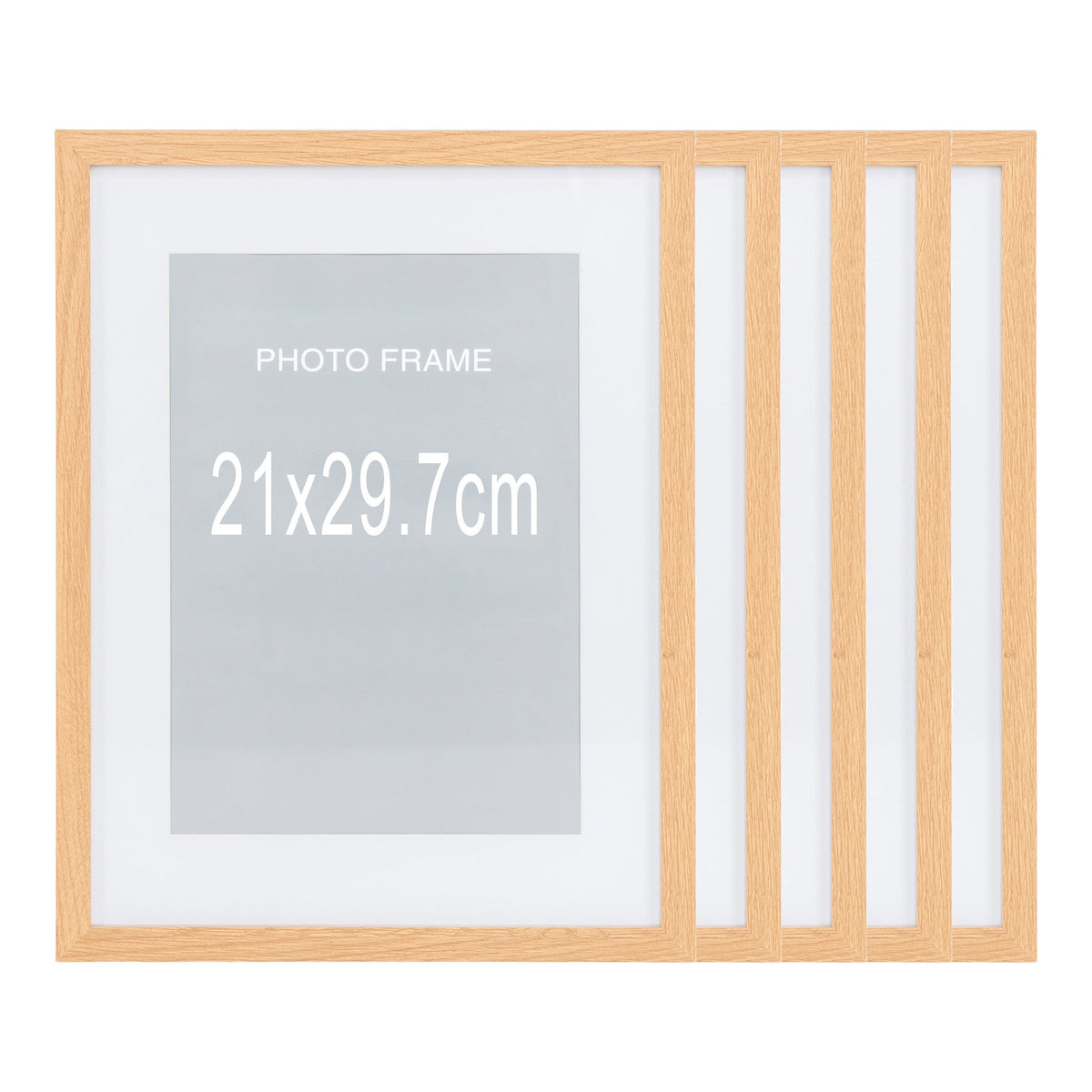Marbella Photo Frame - Photo frame, MDF/glass, natural 21x29.7 cm, set of 5