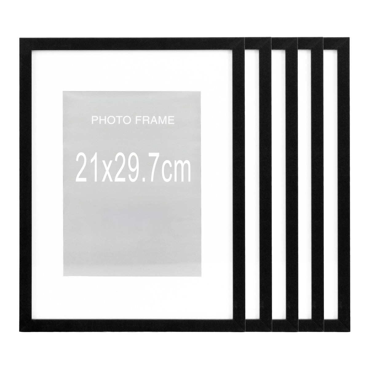 Marbella Photo Frame - Photo frame, MDF/glass, black, 21x29.7 cm, set of 5