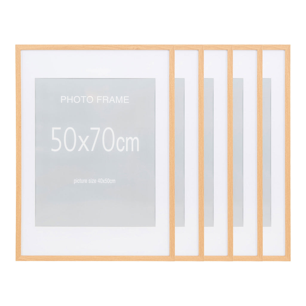 Marbella Fotorahmen - Fotorahmen, MDF/Glas, Natur 50x70 cm, 5er-Set