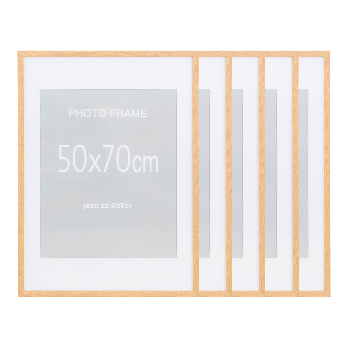 Marbella Photo Frame - Photo frame, MDF/glass, natural 50x70 cm, set of 5