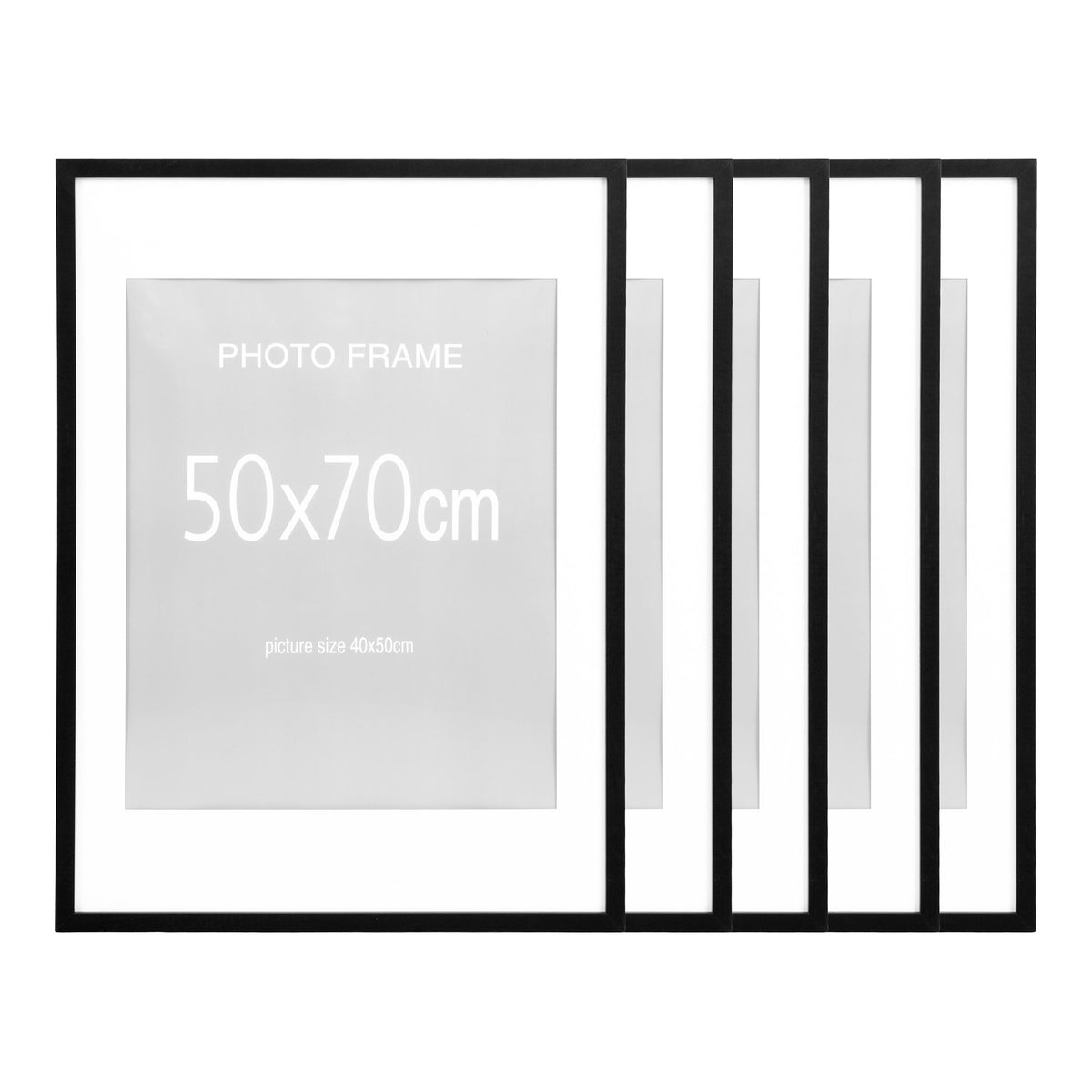 Marbella Photo Frame - Photo Frame, MDF/glass, black, 50x70 cm, set of 5