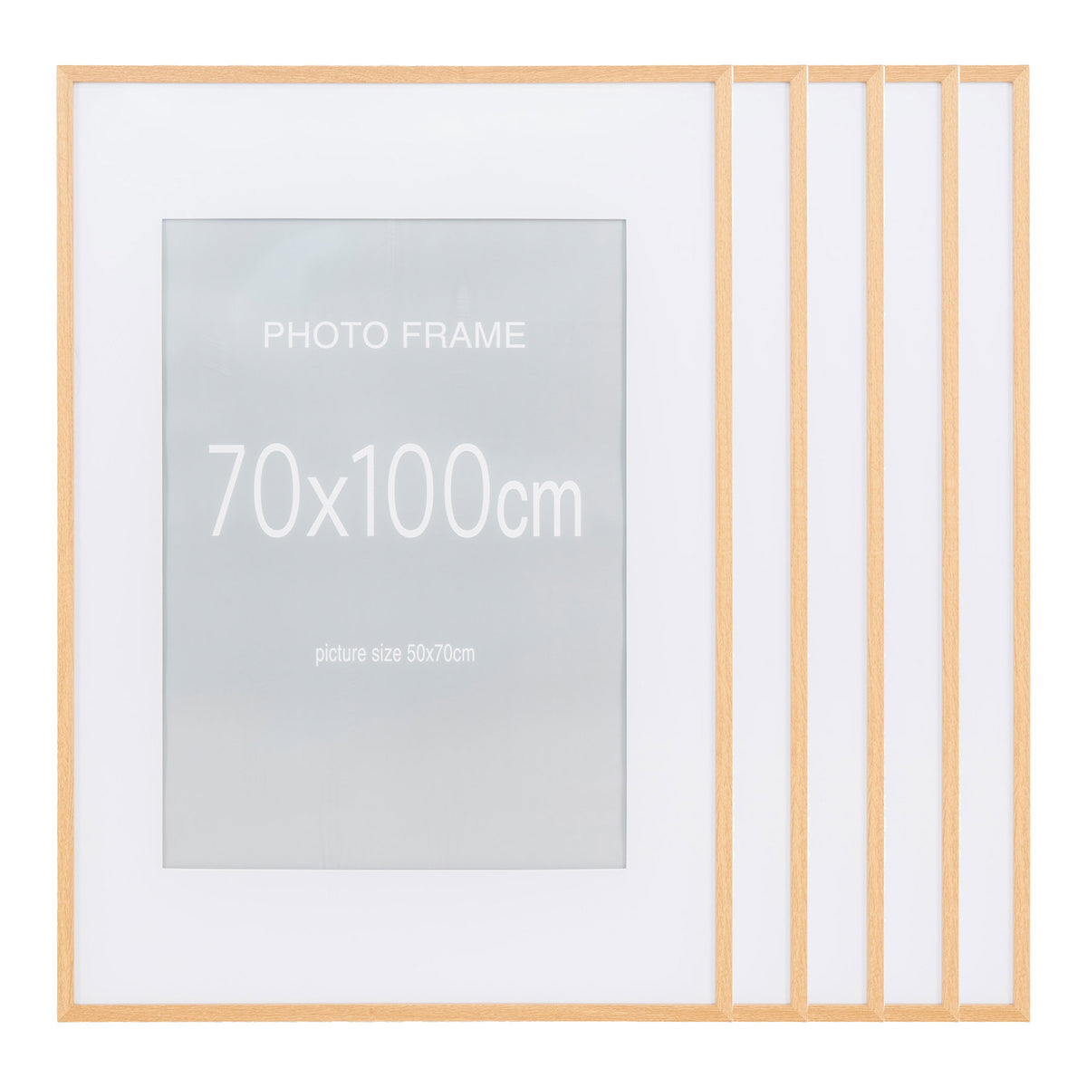 Marbella Photo Frame - Photo frame, MDF/glass, natural 70x100 cm, set of 5