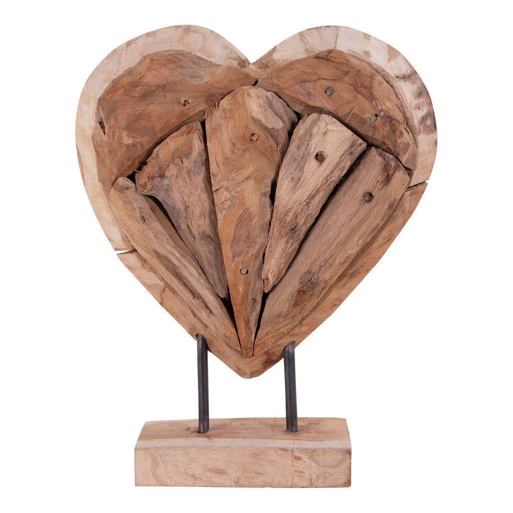 Almada Decoratief Hart - Teakhout, naturel H:30 cm