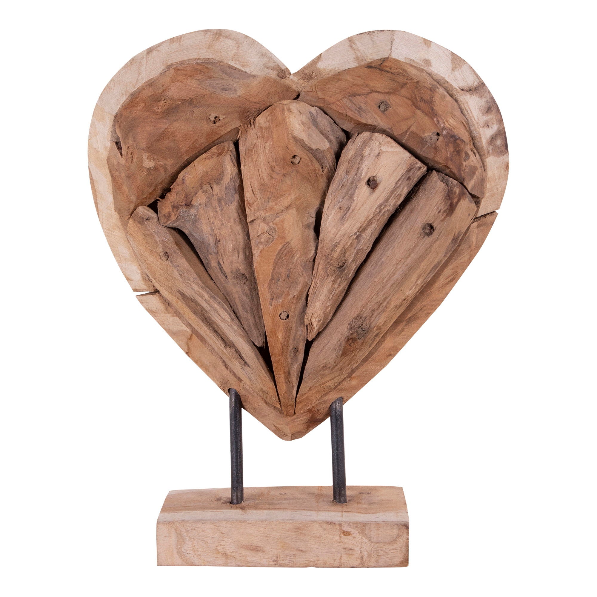 Almada Decoratief Hart - Teakhout, naturel H:30 cm