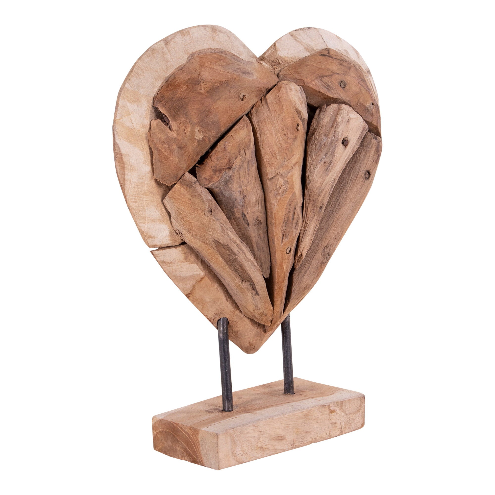 Almada Decoratief Hart - Teakhout, naturel H:30 cm