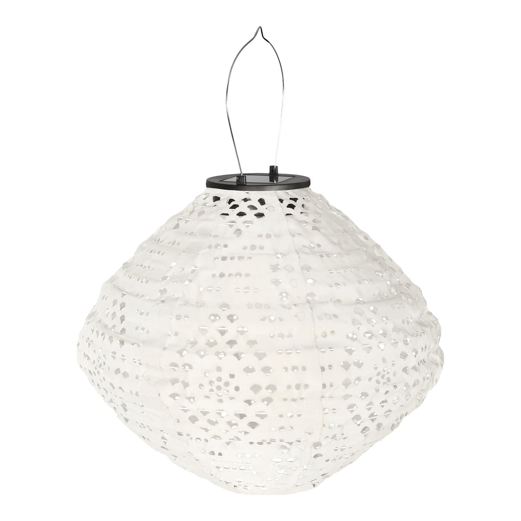 Harwood LED Lantern - Rechargeable with integrated solar panel, white
