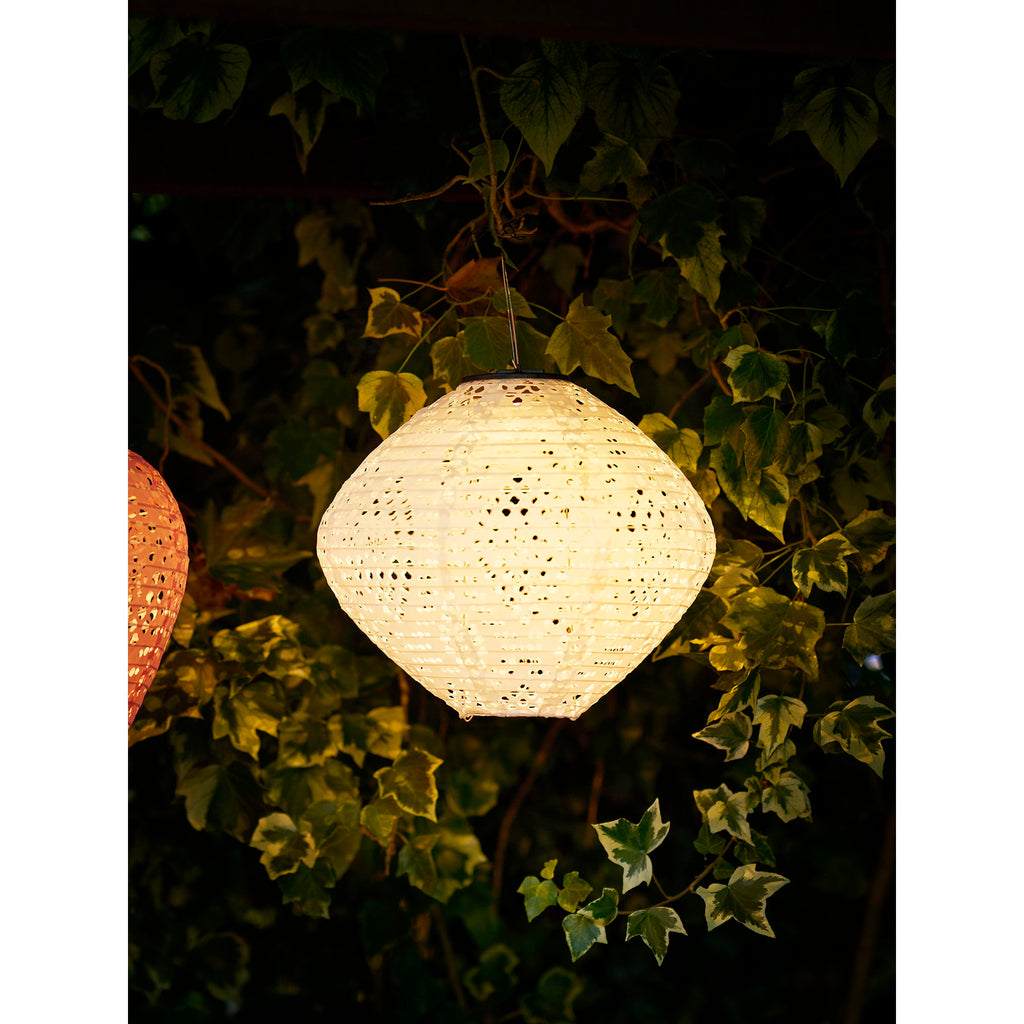 Harwood LED Lantern - Rechargeable with integrated solar panel, white