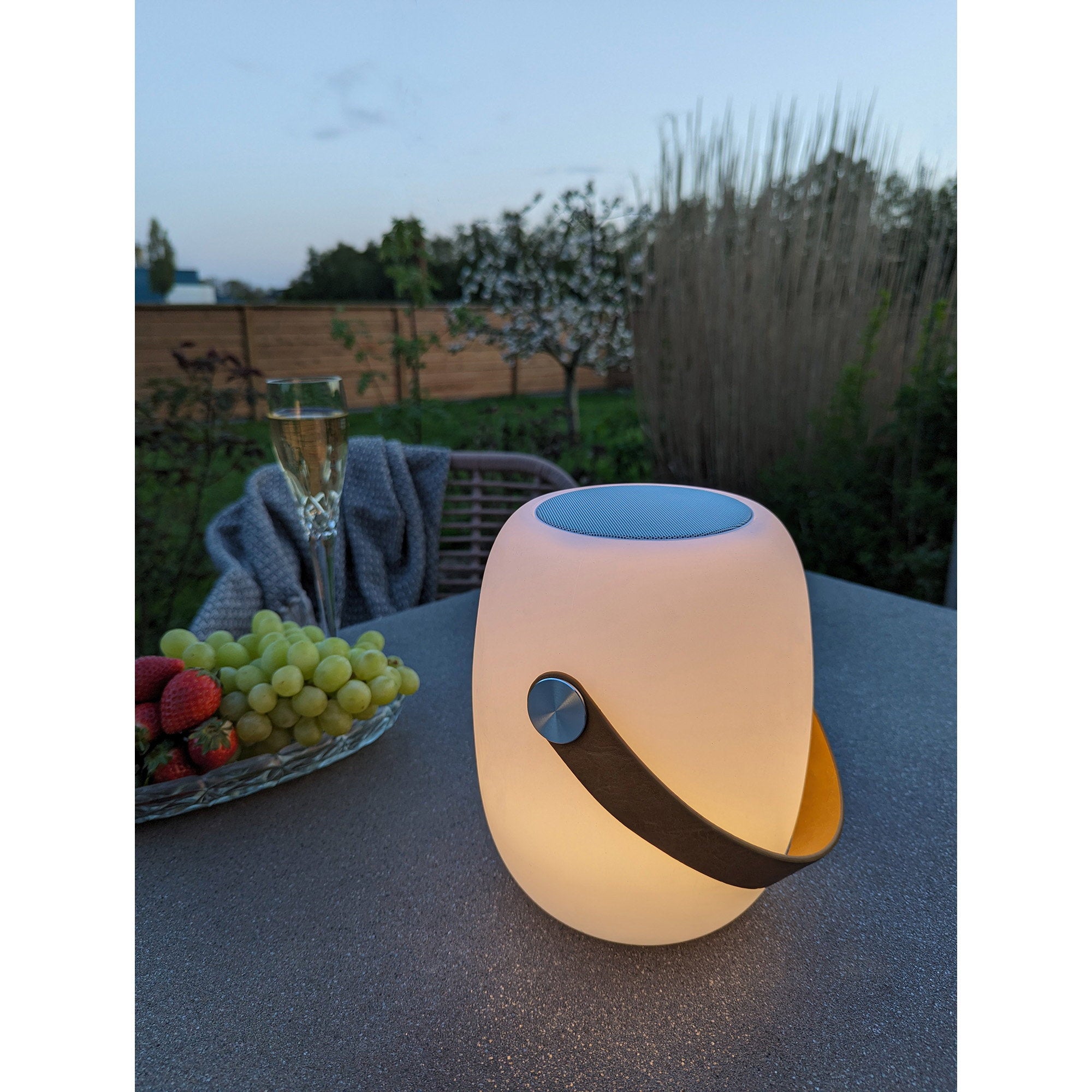 Cardiff LED Lamp - Lamp met draagriem, bluetoothspeaker, oplaadbaar, wit