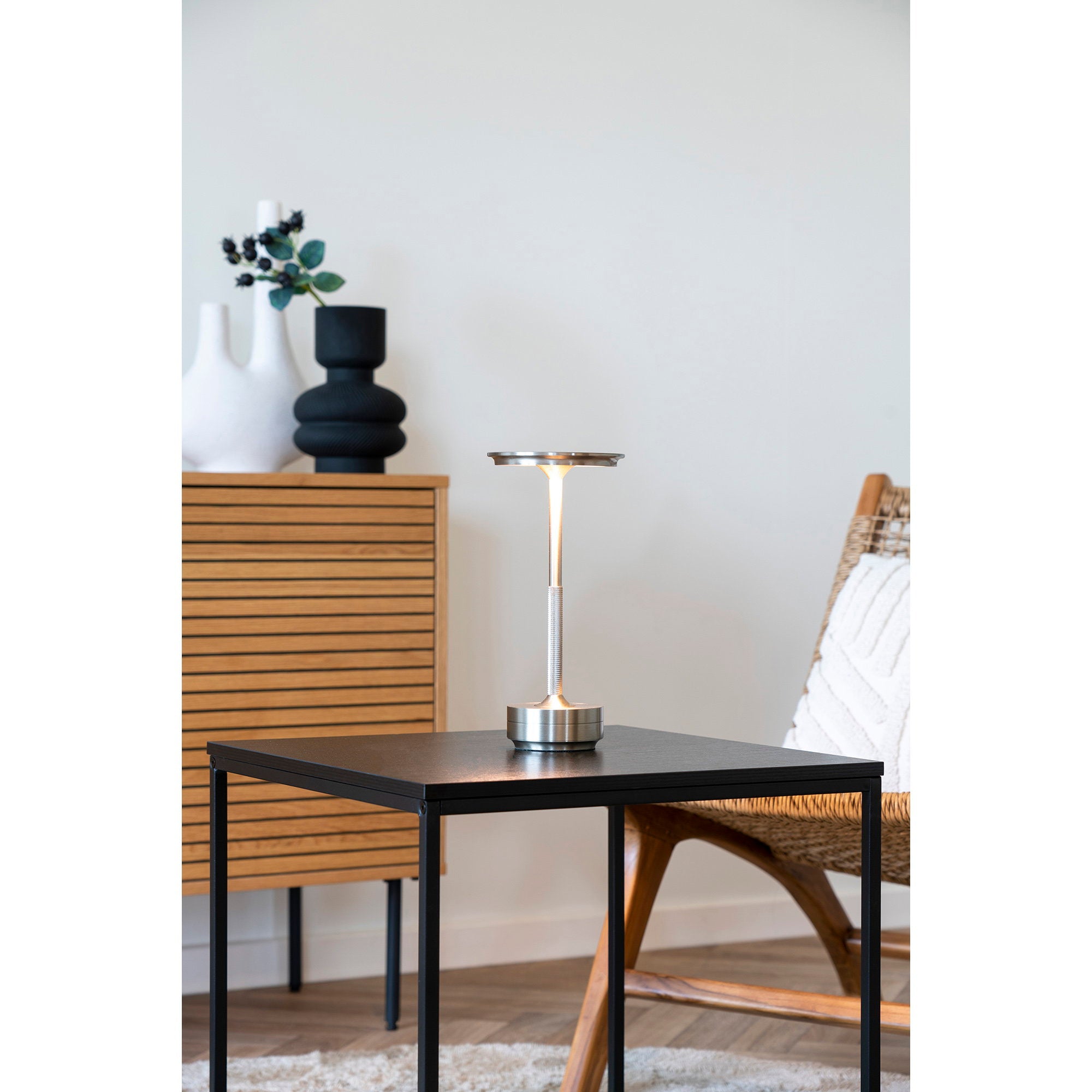 Lyneham Tafellamp - Oplaadbaar, metaal, zilver
