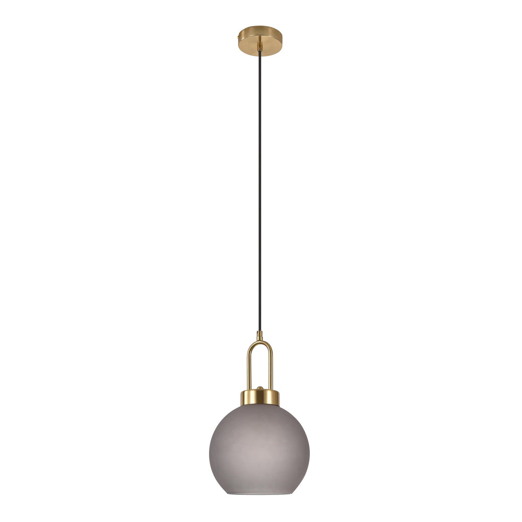 Luton Hanglamp - Mat gerookt glas, messingkleurige fitting, bolvorm Ø20 cm