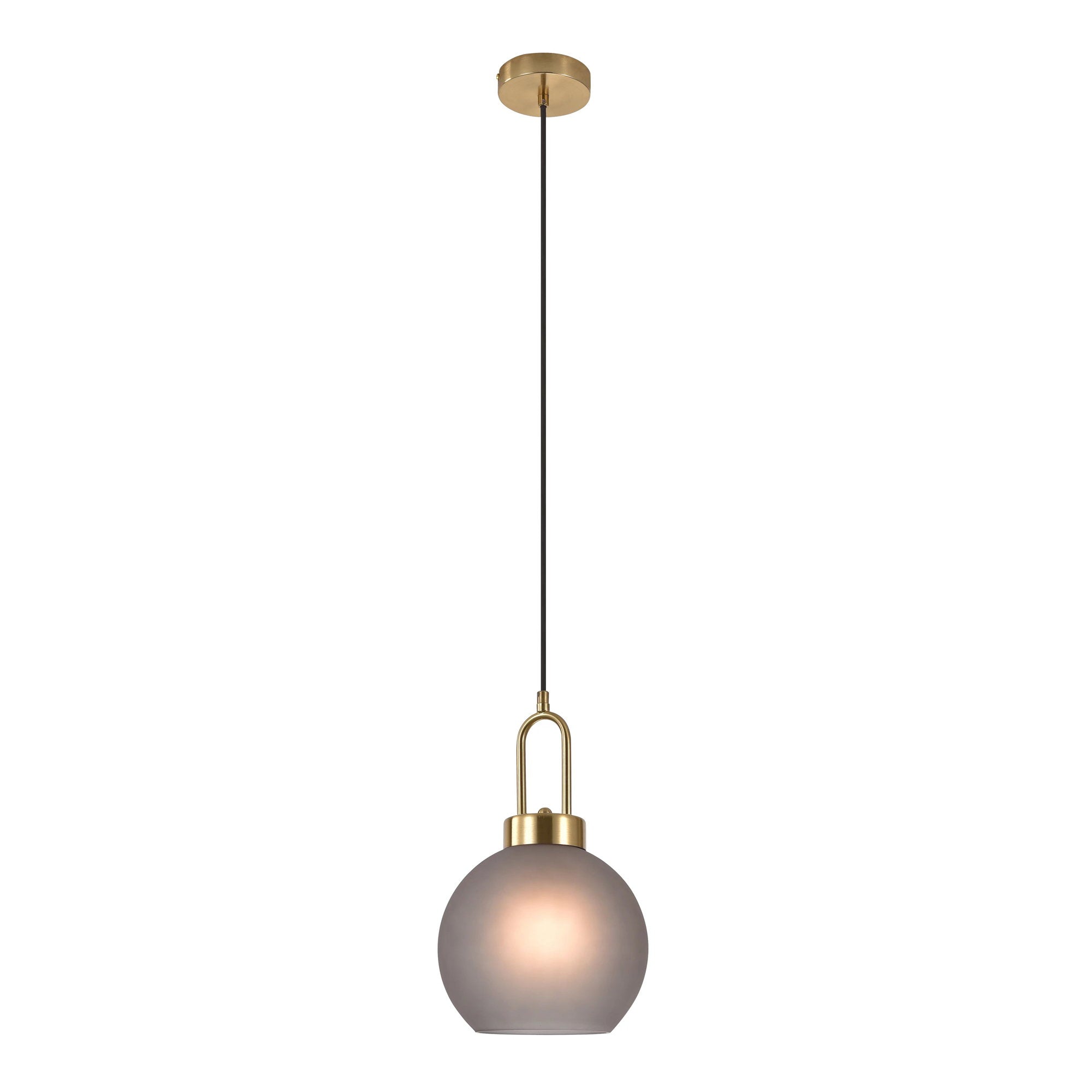 Luton Hanglamp - Mat gerookt glas, messingkleurige fitting, bolvorm Ø20 cm