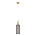 Luton Hanglamp - Mat gerookt glas, messingkleurige fitting, cilindervorm Ø13 cm