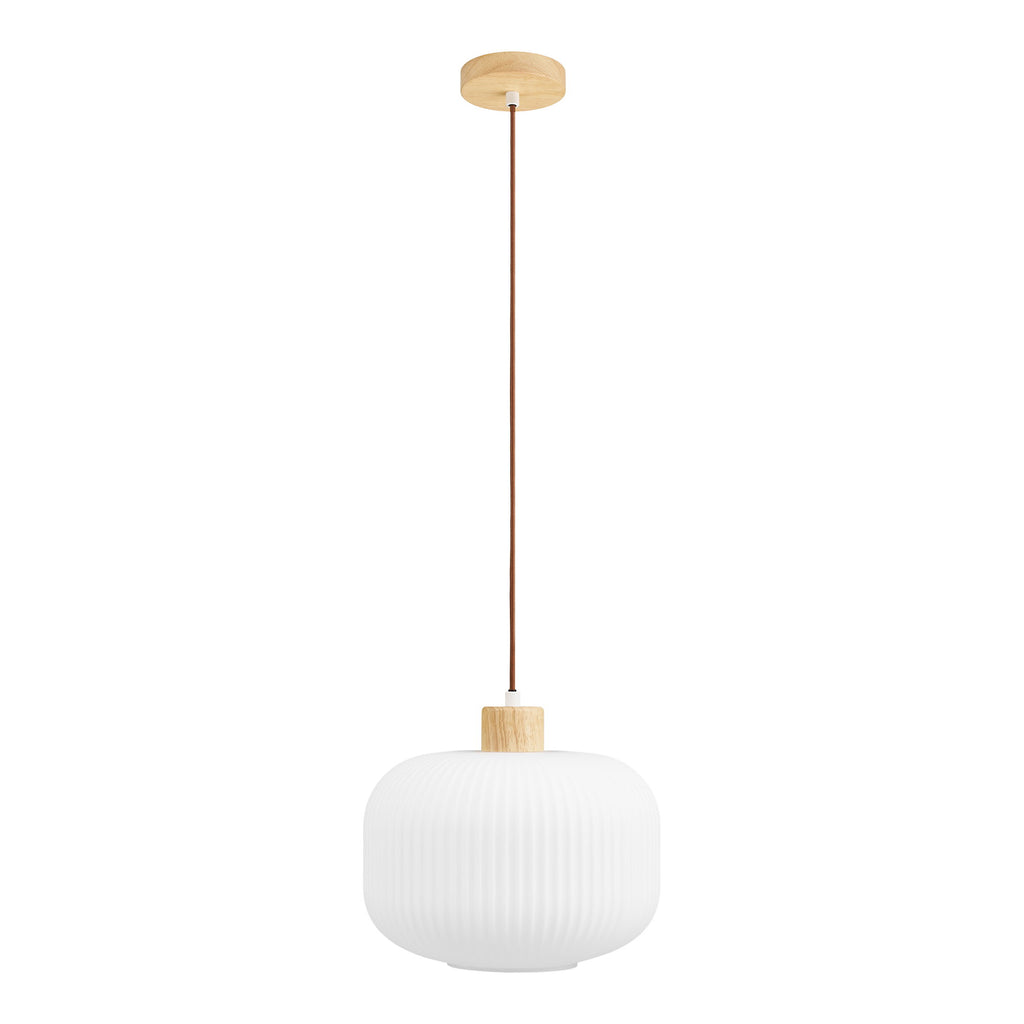 Argalo Hanglamp - Glas/hout, wit Ø30 cm