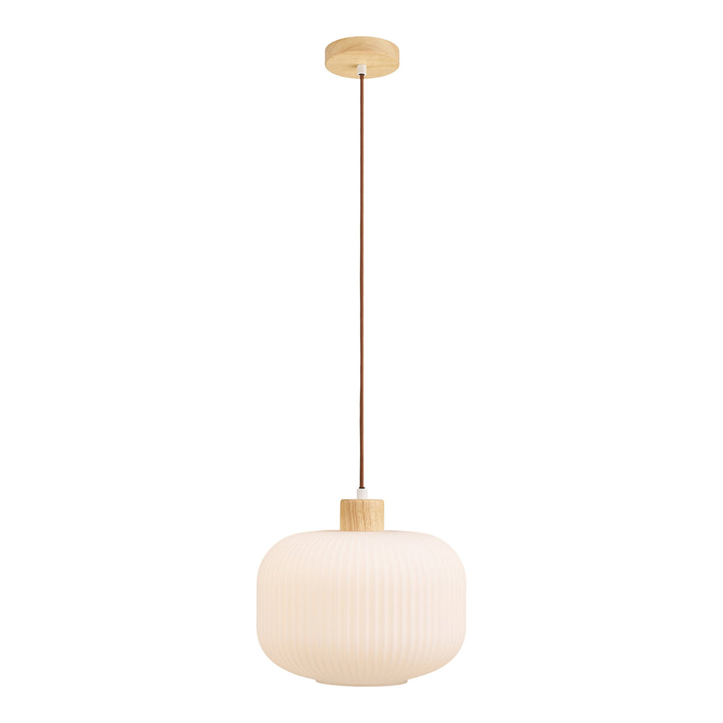 Argalo Hanglamp - Glas/hout, wit Ø30 cm