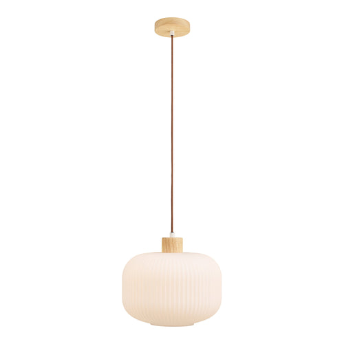 Argalo Hanglamp - Glas/hout, wit Ø30 cm