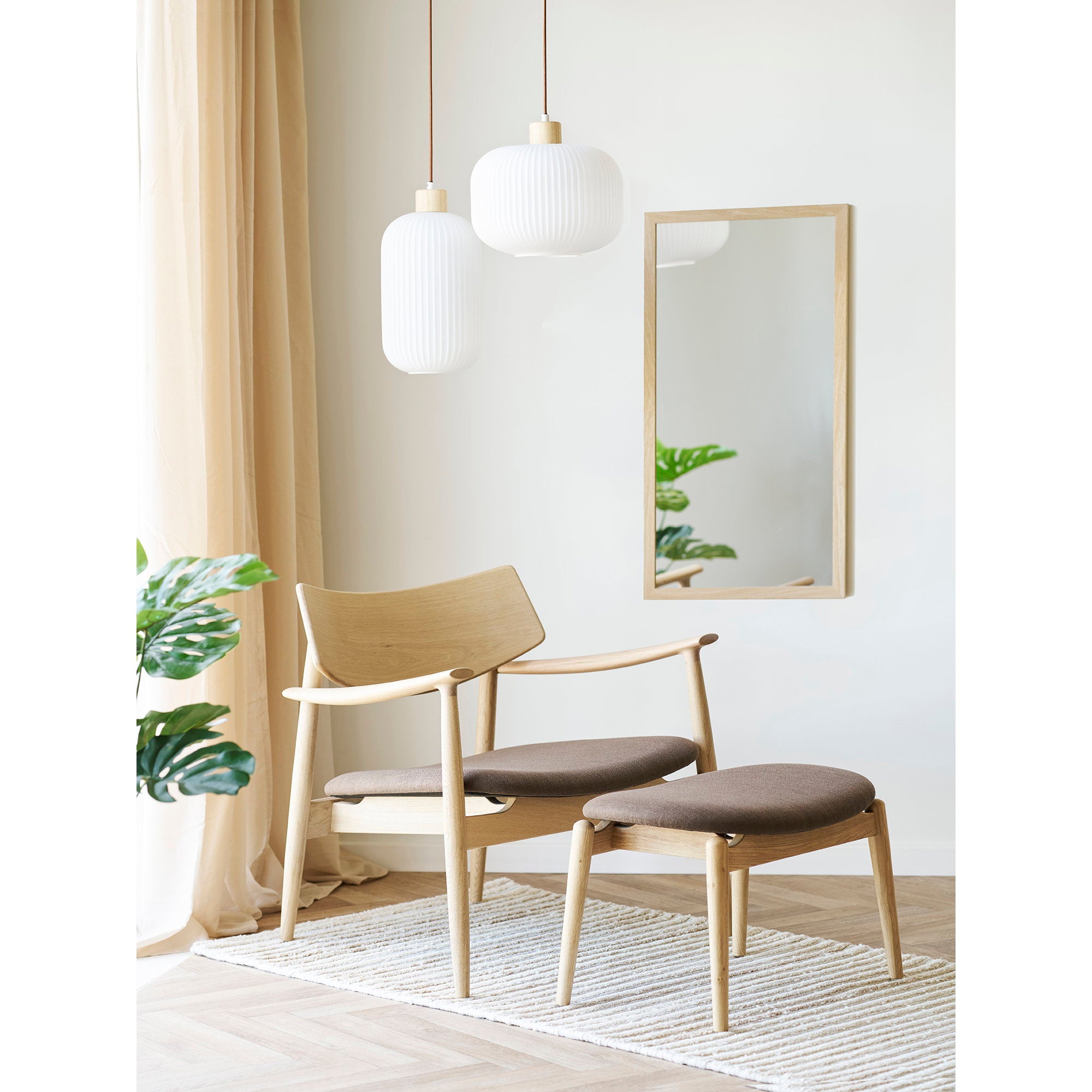 Argalo Hanglamp - Glas/hout, wit Ø30 cm