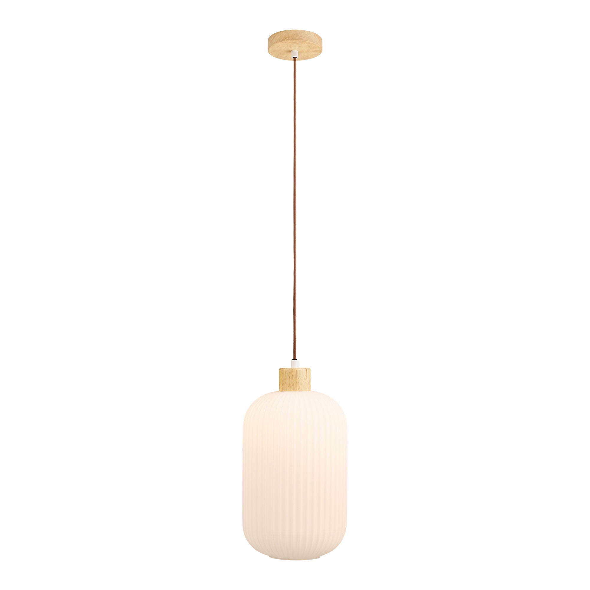 Argalo Hanglamp - Glas/hout, wit Ø20 cm