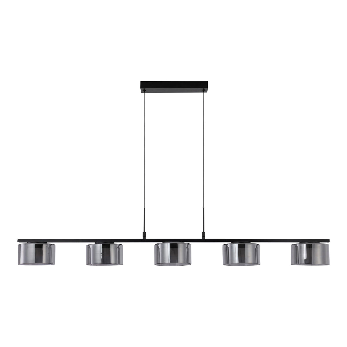 Cholet Pendant Light - Pendant light with 5 LED lamps, steel/glass, black/transparent