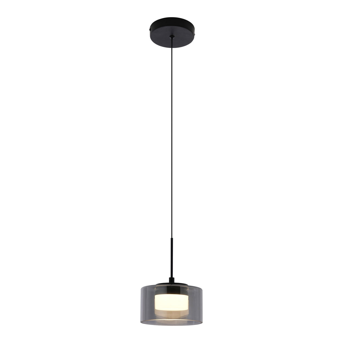 Cholet Pendant Lamp - LED pendant lamp, steel/glass, black/transparent