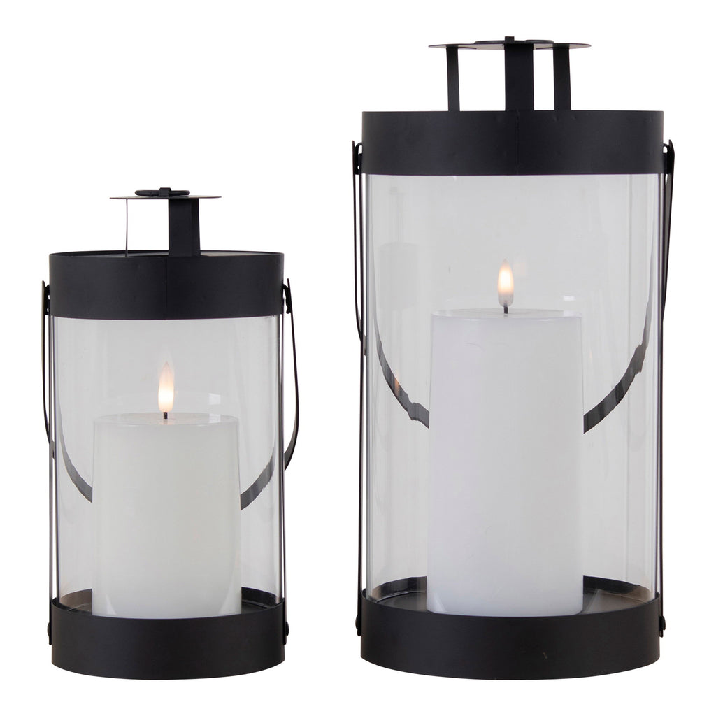 Bondi Lantaarns - Staal/glas, zwart (set van 2)