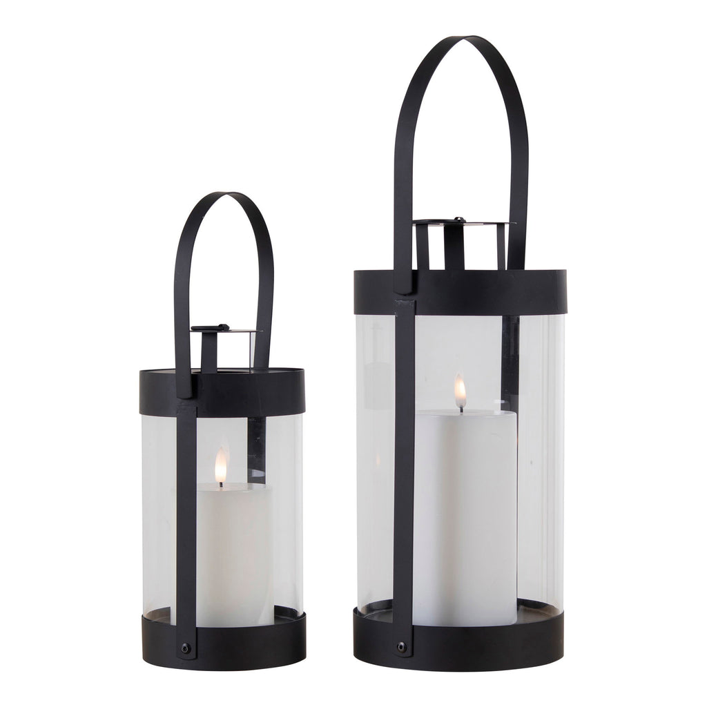 Bondi Lantaarns - Staal/glas, zwart (set van 2)