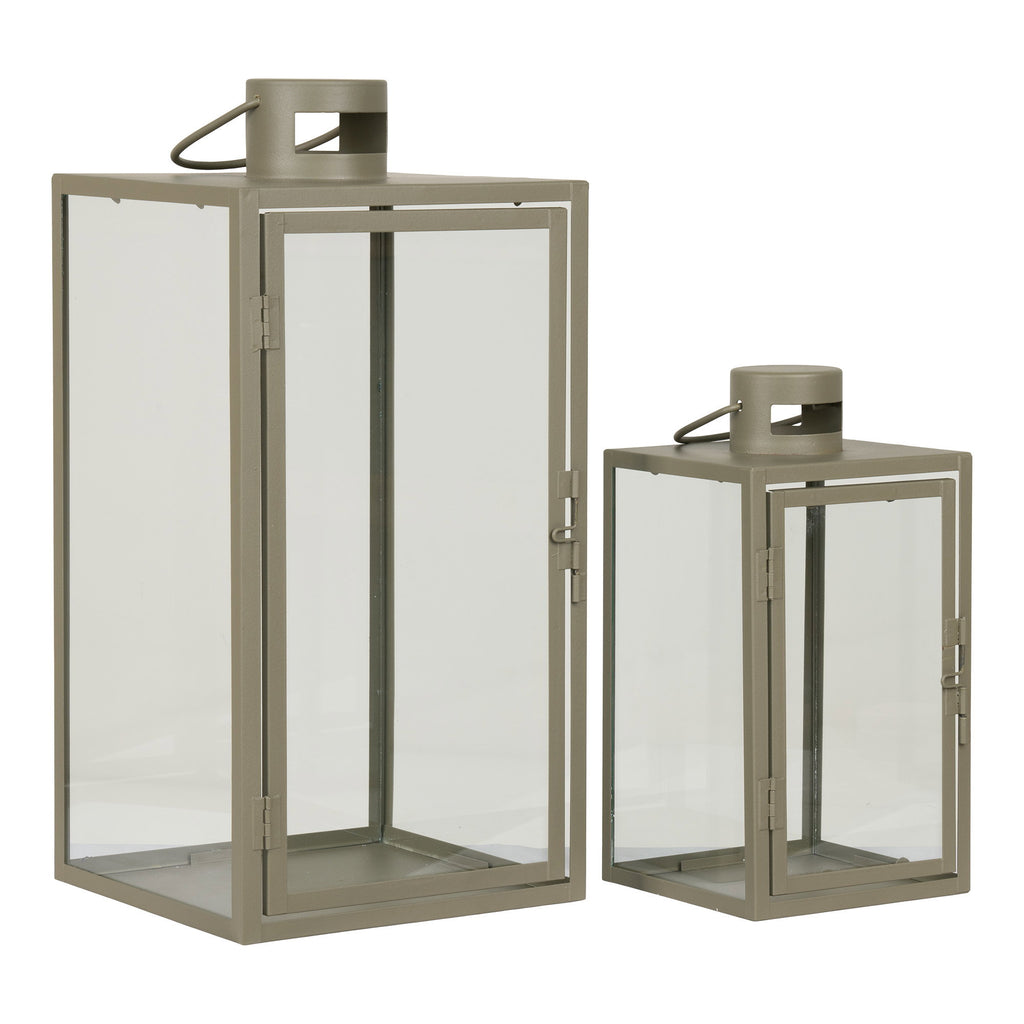 Corfu Lantaarns - Metaal/glas, groen (set van 2)