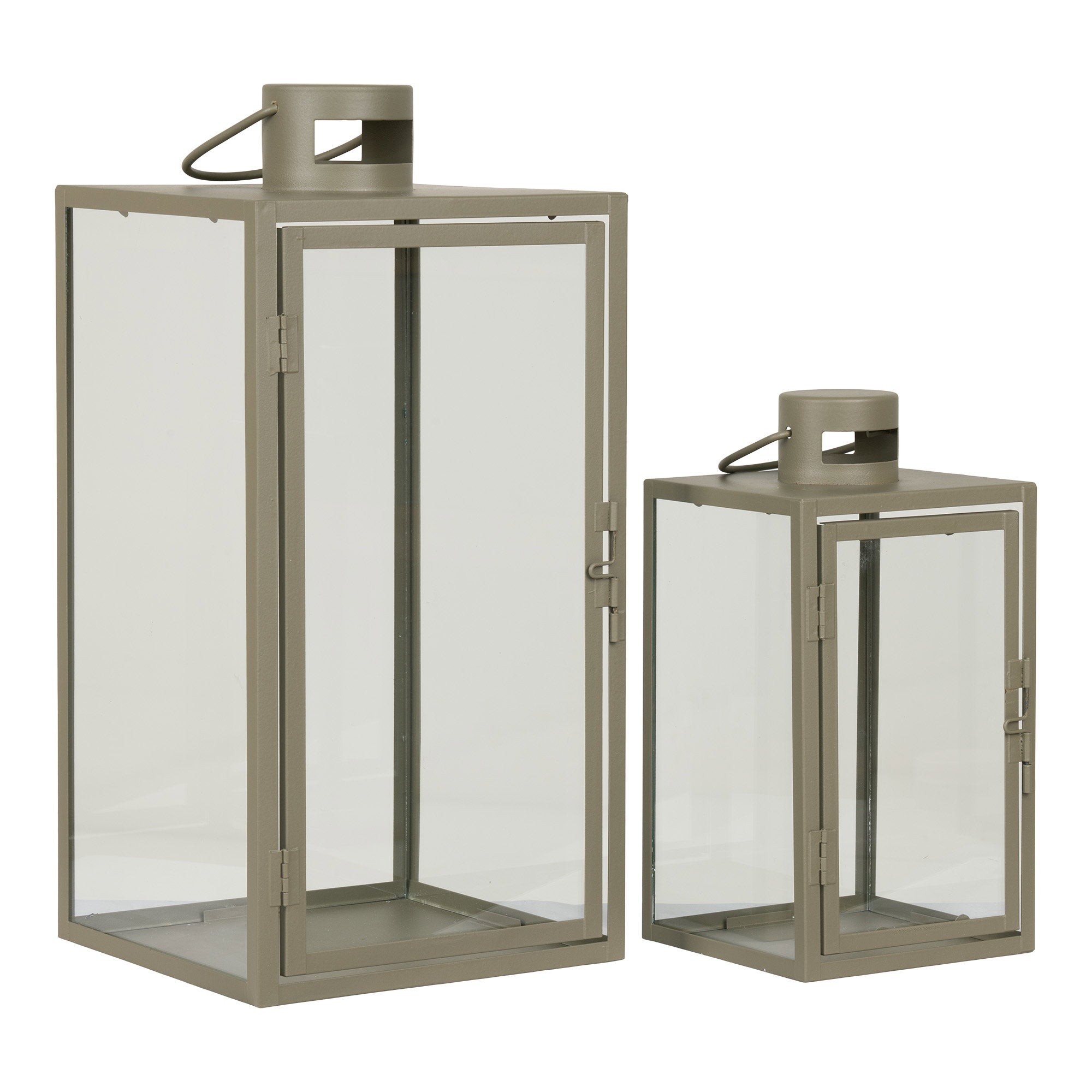 Corfu Lantaarns - Metaal/glas, groen (set van 2)