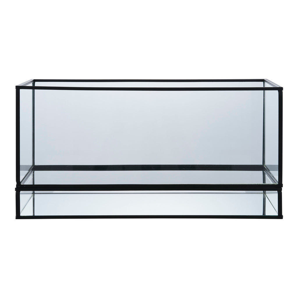 Windlicht - Metaal/glas, zwart 30x12x15 cm