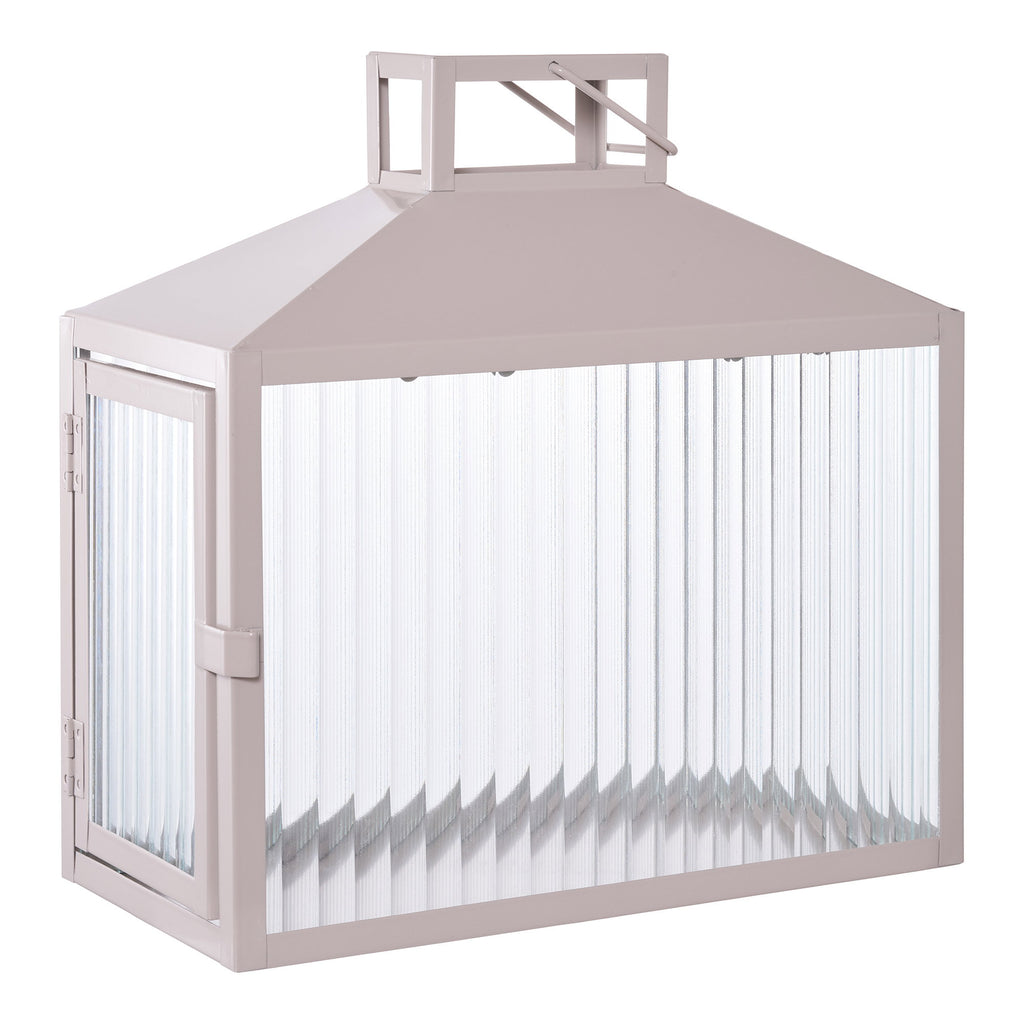 Lucca Lantern - Metal/glass, beige/grey