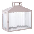 Lucca Lantern - Metal/glass, beige/grey