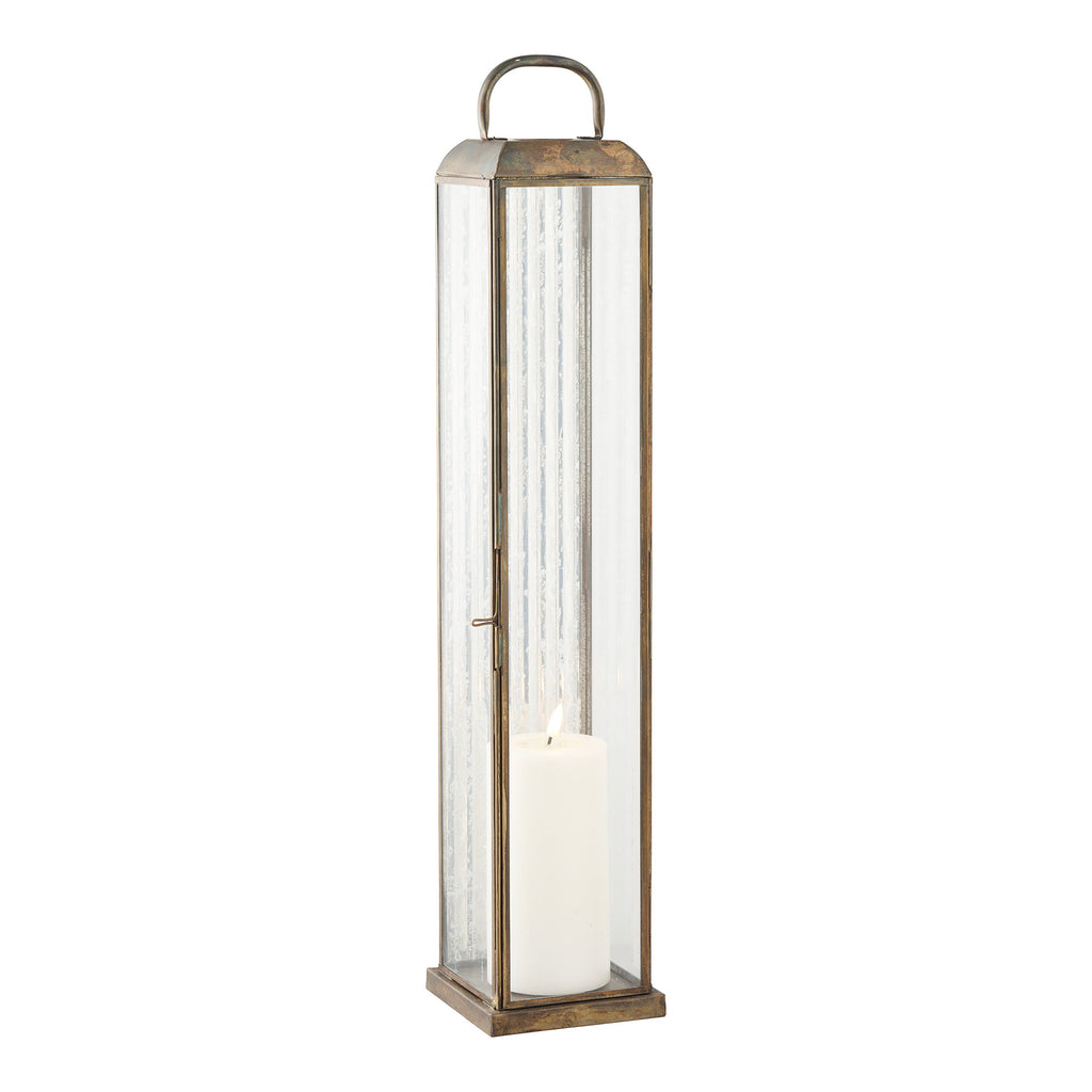 Herslev Lantaarn - Glas/metaal, antiek messinglook 12x12x60 cm