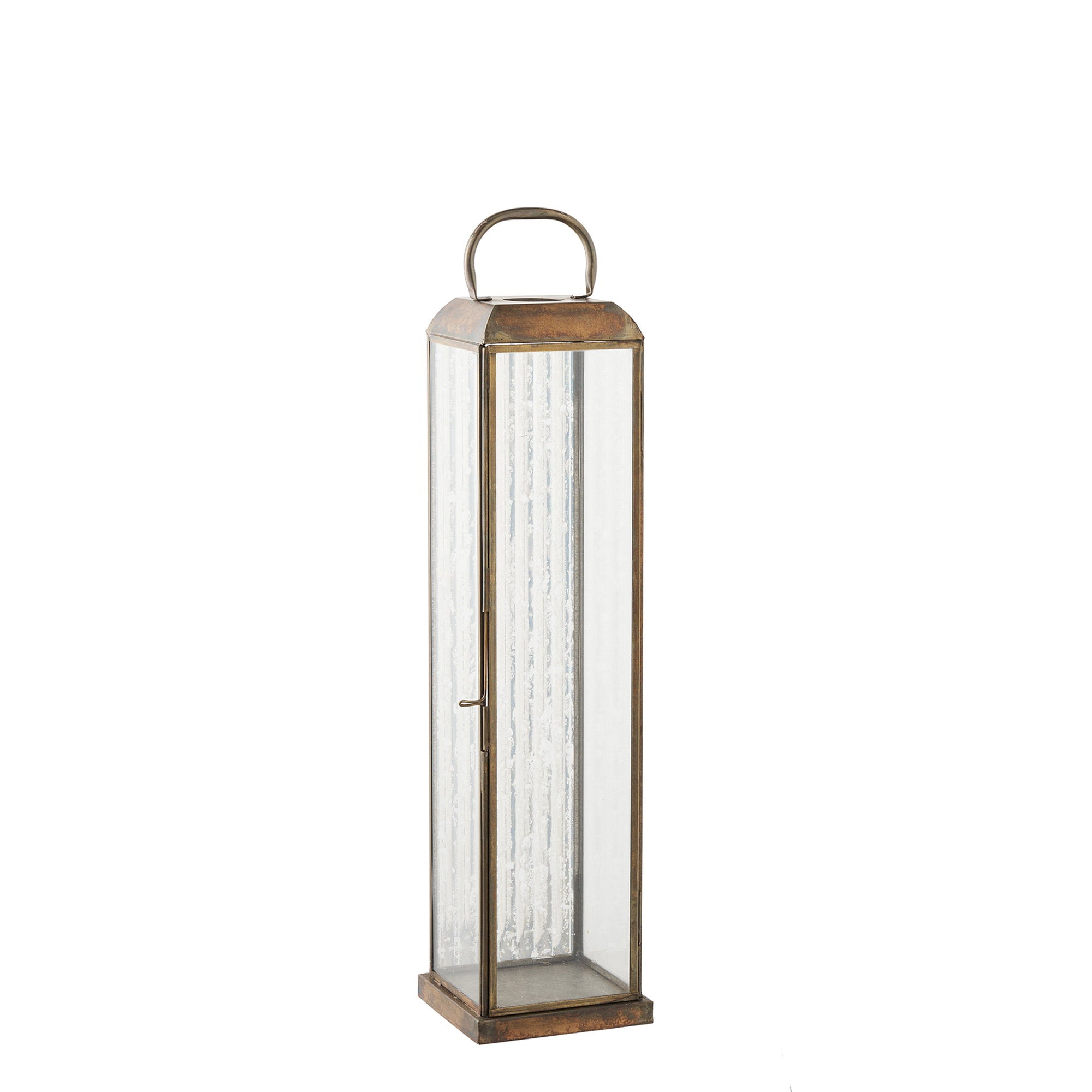 Herslev Lantaarn - Glas/metaal, antiek messinglook 12x12x49 cm