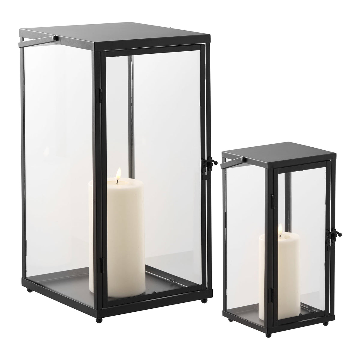 Ibra Lanterns - Lanterns, metal/glass, black, set of 2